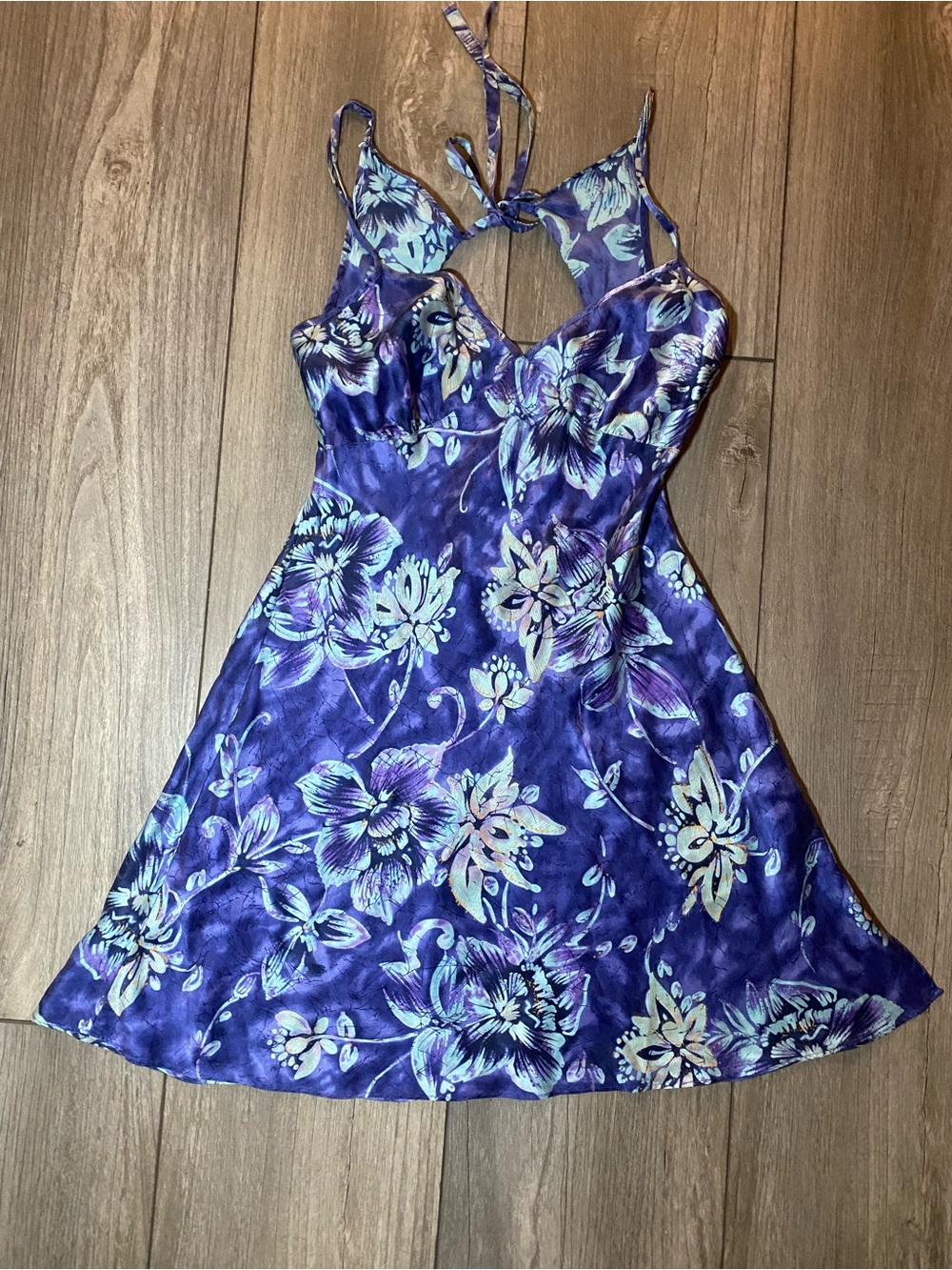 EUC True Vintage Victorias Secret 100% Silk Open Back Teddy Nightie Mini Dress